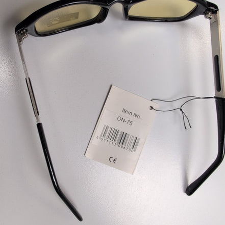 Lunettes de Soleil Rectangulaires Y2K Branches Larges Noir Jaune