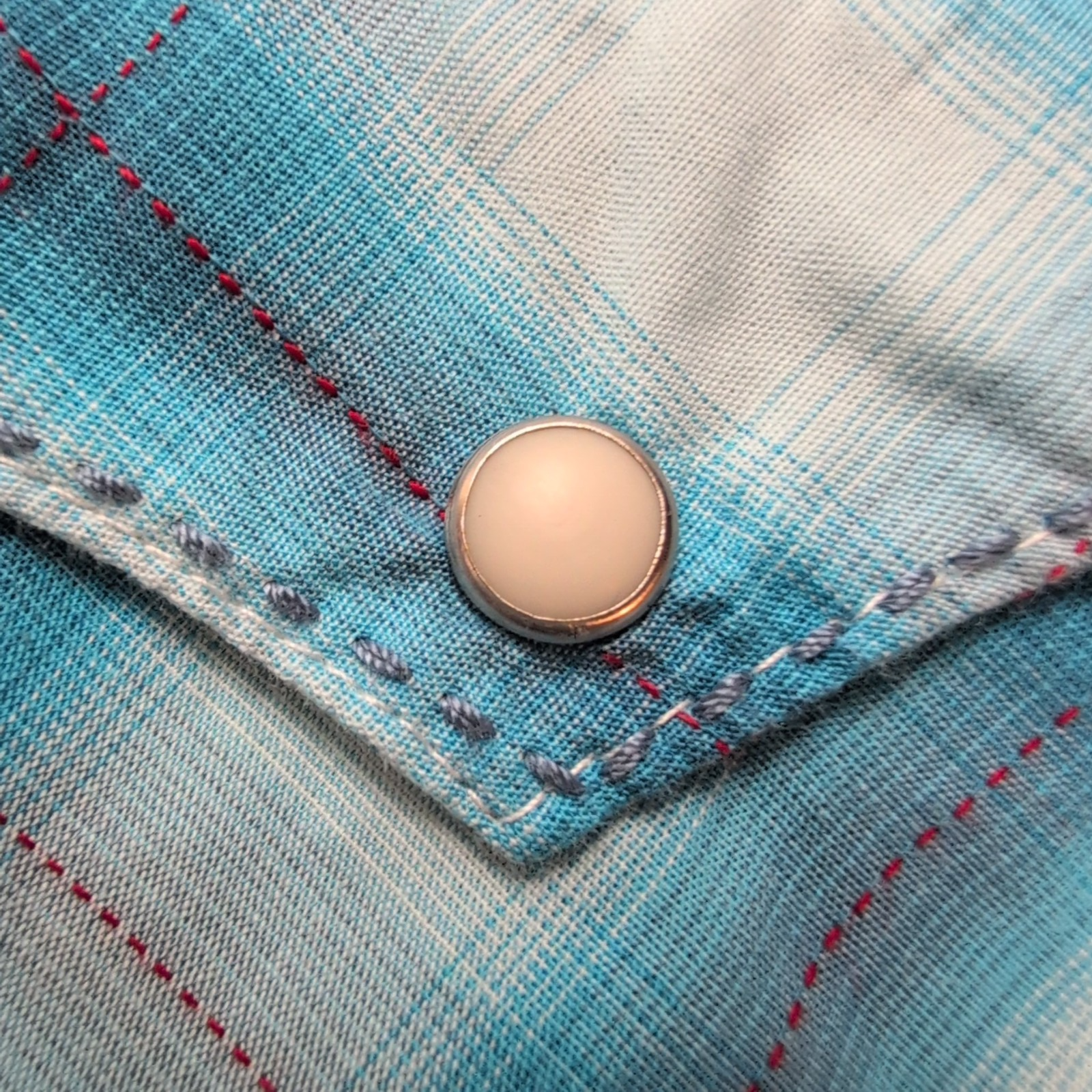 Chemise Wrangler Western Homme XXL Carreaux Bleu Ciel Boutons Pression