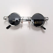 Lunettes de soleil rondes style Y2K Hippie en métal chromé ☮️