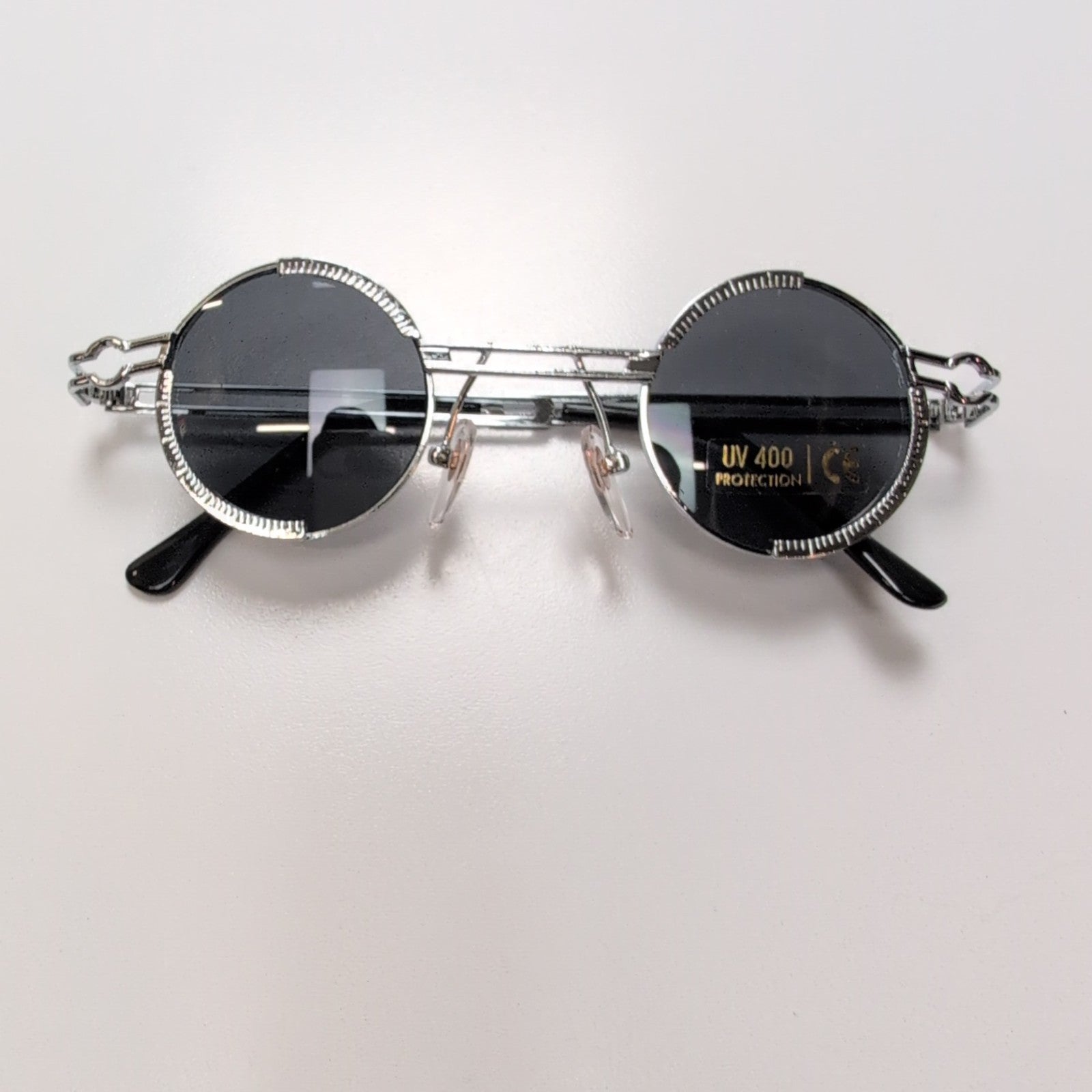 Lunettes de soleil rondes style Y2K Hippie en métal chromé ☮️