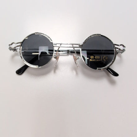 Lunettes de soleil rondes style Y2K Hippie en métal chromé ☮️