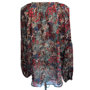 Haut Femme Gentle Fawn 2XL Fleuri Doublé Manches Longues Rouge Neuf Étiquette