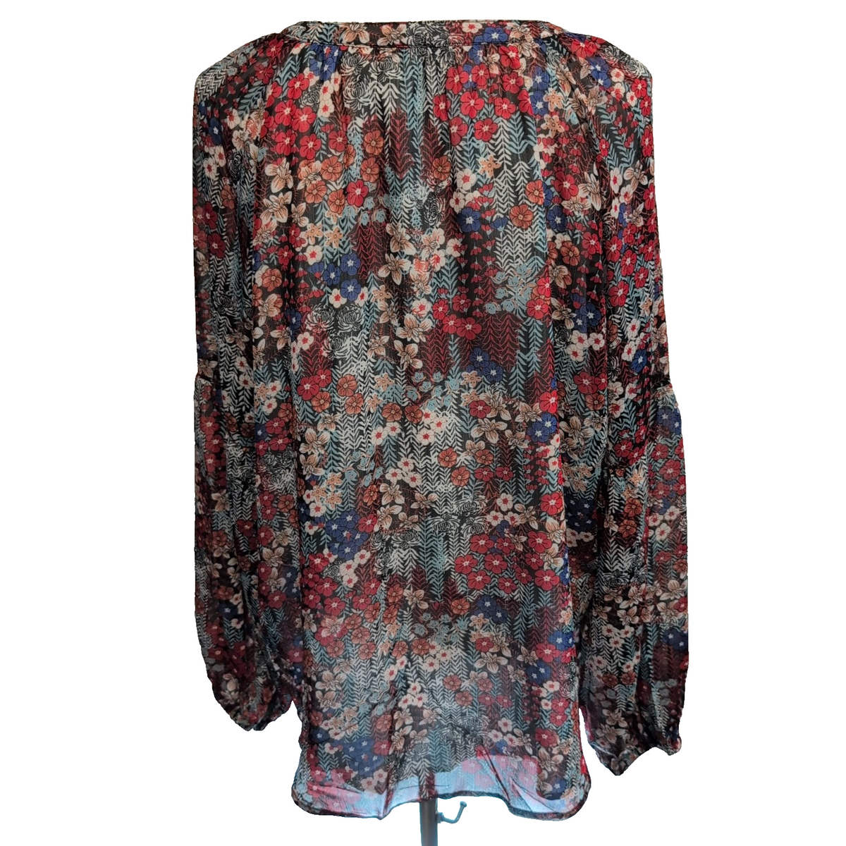 Haut Femme Gentle Fawn 2XL Fleuri Doublé Manches Longues Rouge Neuf Étiquette
