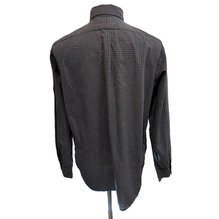 Chemise Ralph Lauren Taille L Classic Fit Gris Rouge Carreaux Logo Brodé Coton
