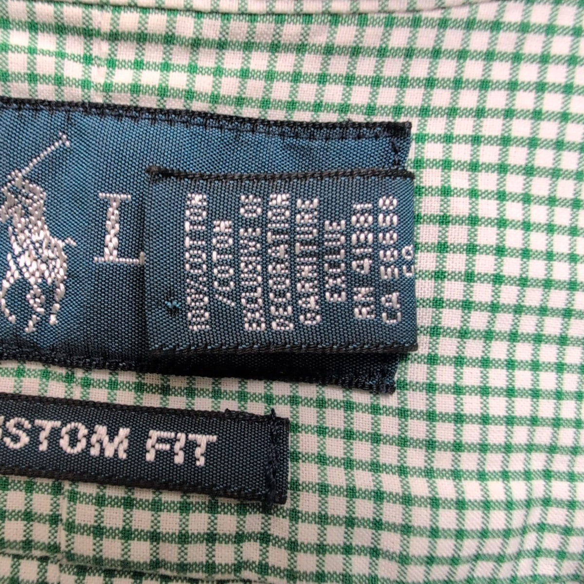 Chemise Ralph Lauren M Verte Carreaux Custom Fit Shirt Button Down Coton