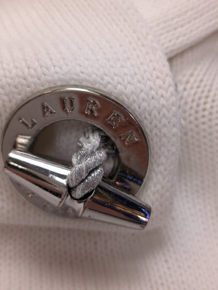Pull LAUREN Ralph Lauren femme M blanc pur col montant bouton bijou coton
