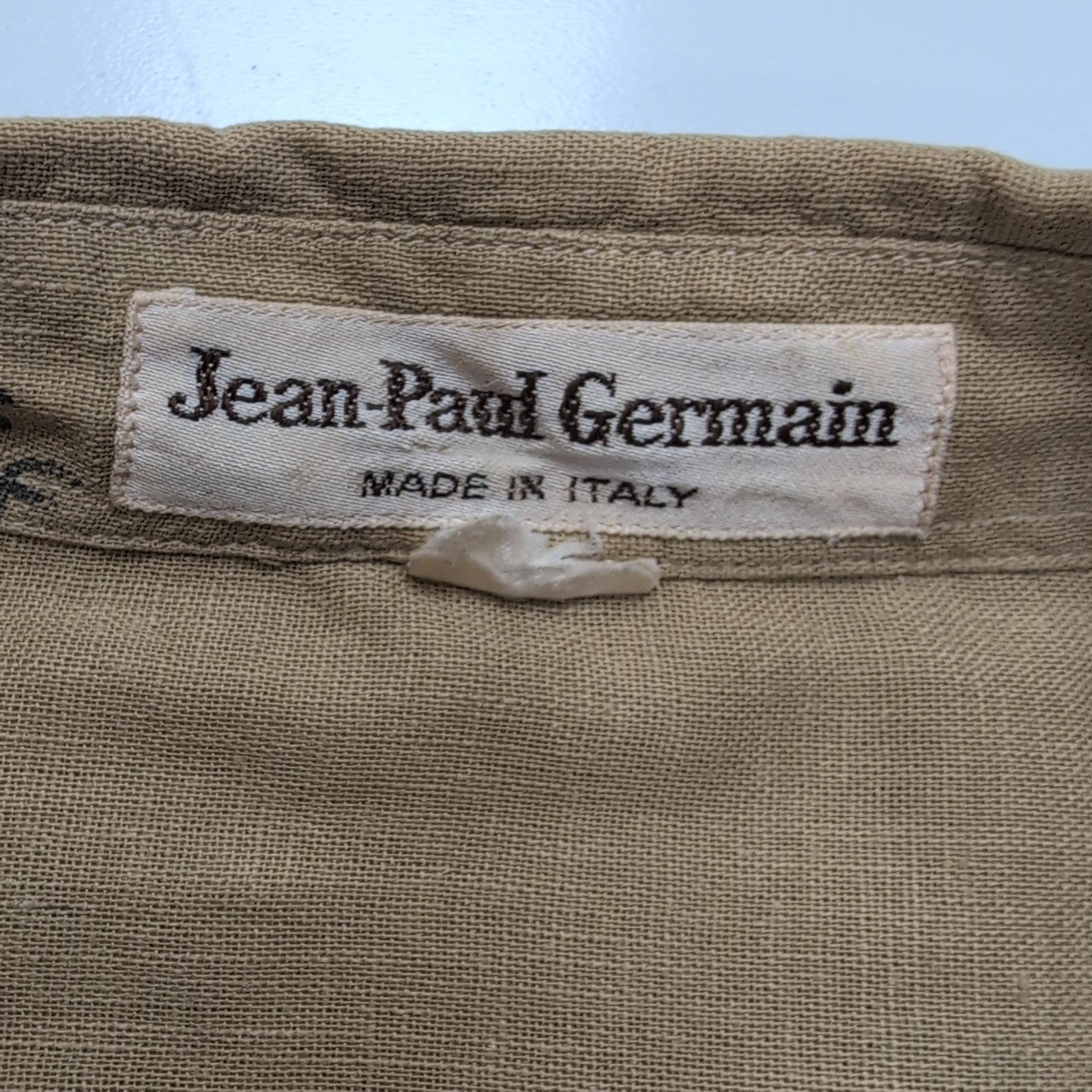 Jean Paul Germain chemise 100% lin beige vintage finition cachée boutons M