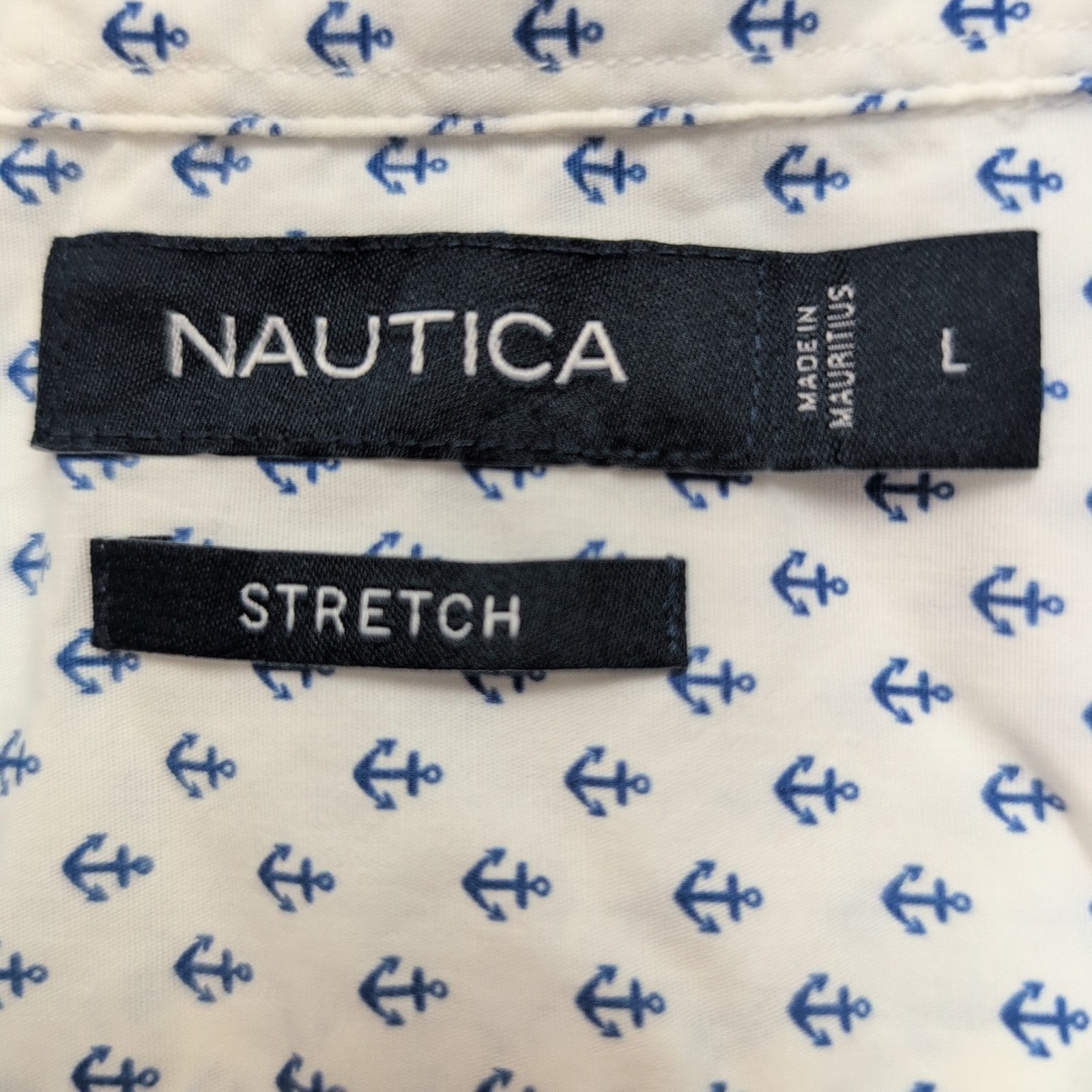 Chemise Nautica L Blanc Ancres Marines Manches courtes Stretch