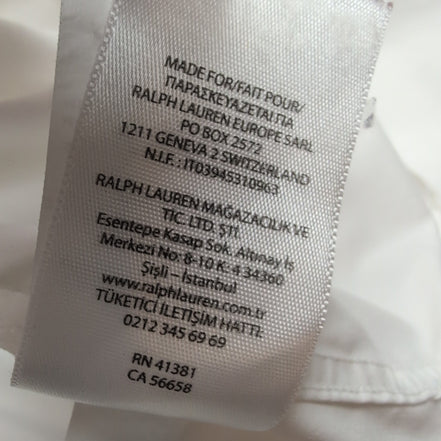 Chemise Ralph Lauren XL Blanche Coton Logo Blanc Ton sur Ton Classique