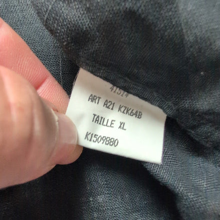 Chemise Kenzo Homme XL Noire Unie 100% Lin Logo Excellent État
