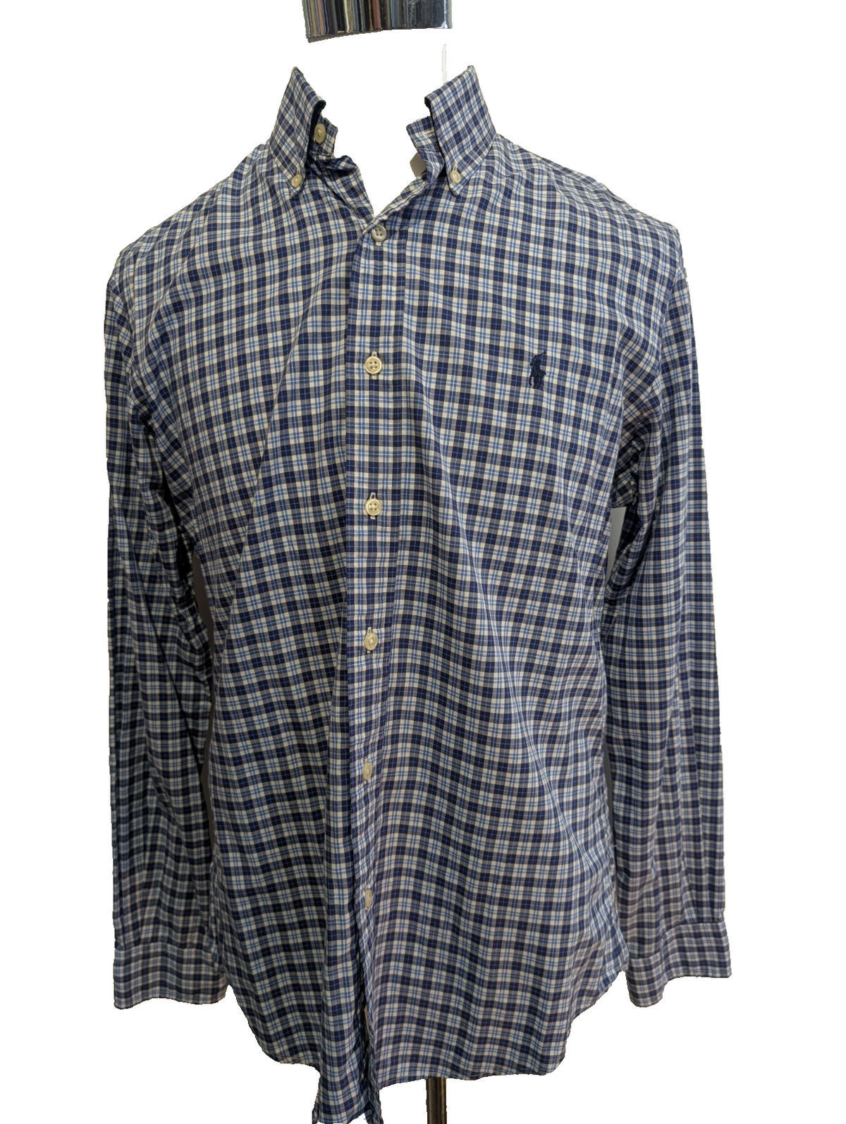 Chemise Polo Ralph Lauren Shirt M Slim Fit Stretch Carreaux Bleu Button Down