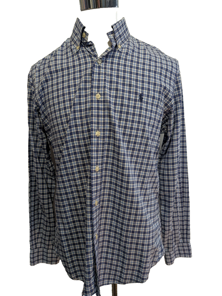 Chemise Polo Ralph Lauren Shirt M Slim Fit Stretch Carreaux Bleu Button Down