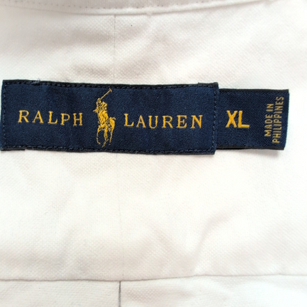 Chemise Ralph Lauren XL Blanc Uni Logo Marron Poche Classique manches courtes