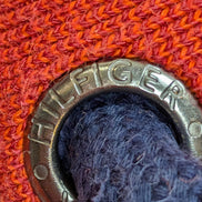 Sweat à Capuche TOMMY HILFIGER Homme XL Orange Vintage Fit Logo Brodé Rare