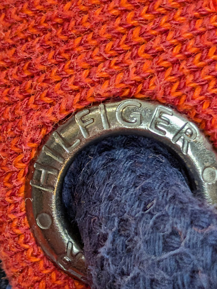 Sweat à Capuche TOMMY HILFIGER Homme XL Orange Vintage Fit Logo Brodé Rare