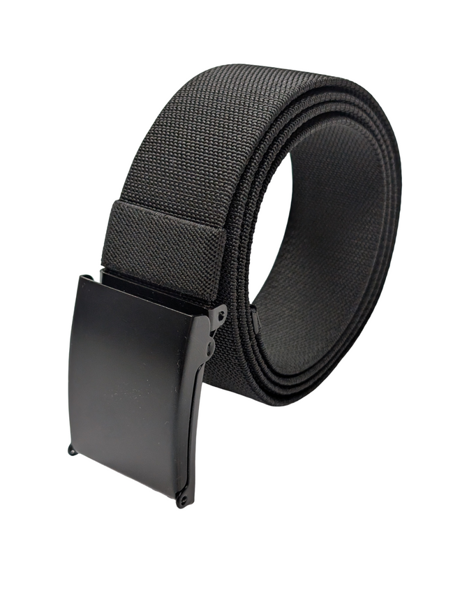 Ceinture Élastique Nylon Confort Style Vintage/Moderne Boucle Métal Noire