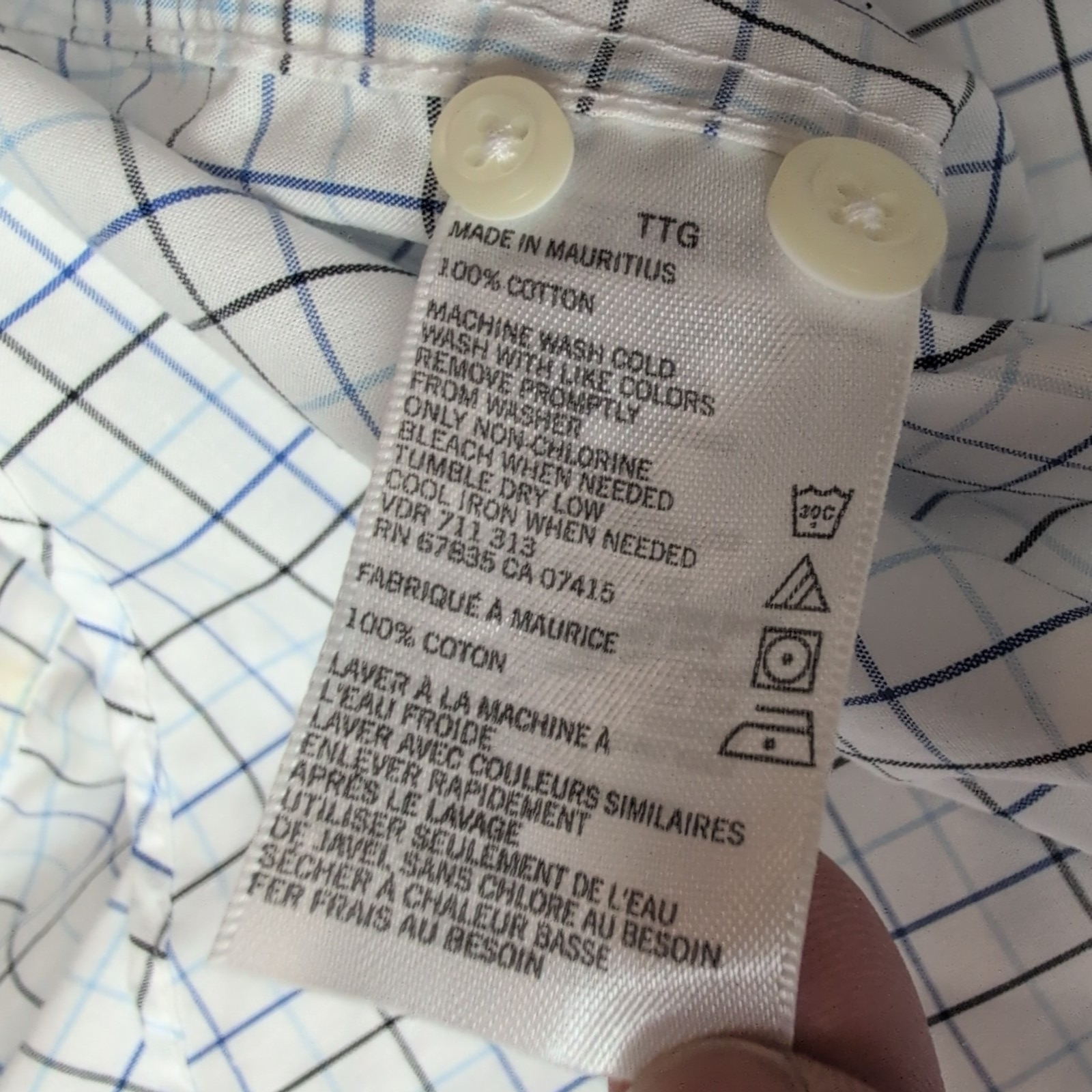 Chemise Nautica Blanc Carreaux Bleu Noir 2XL Coton Vintage XXL