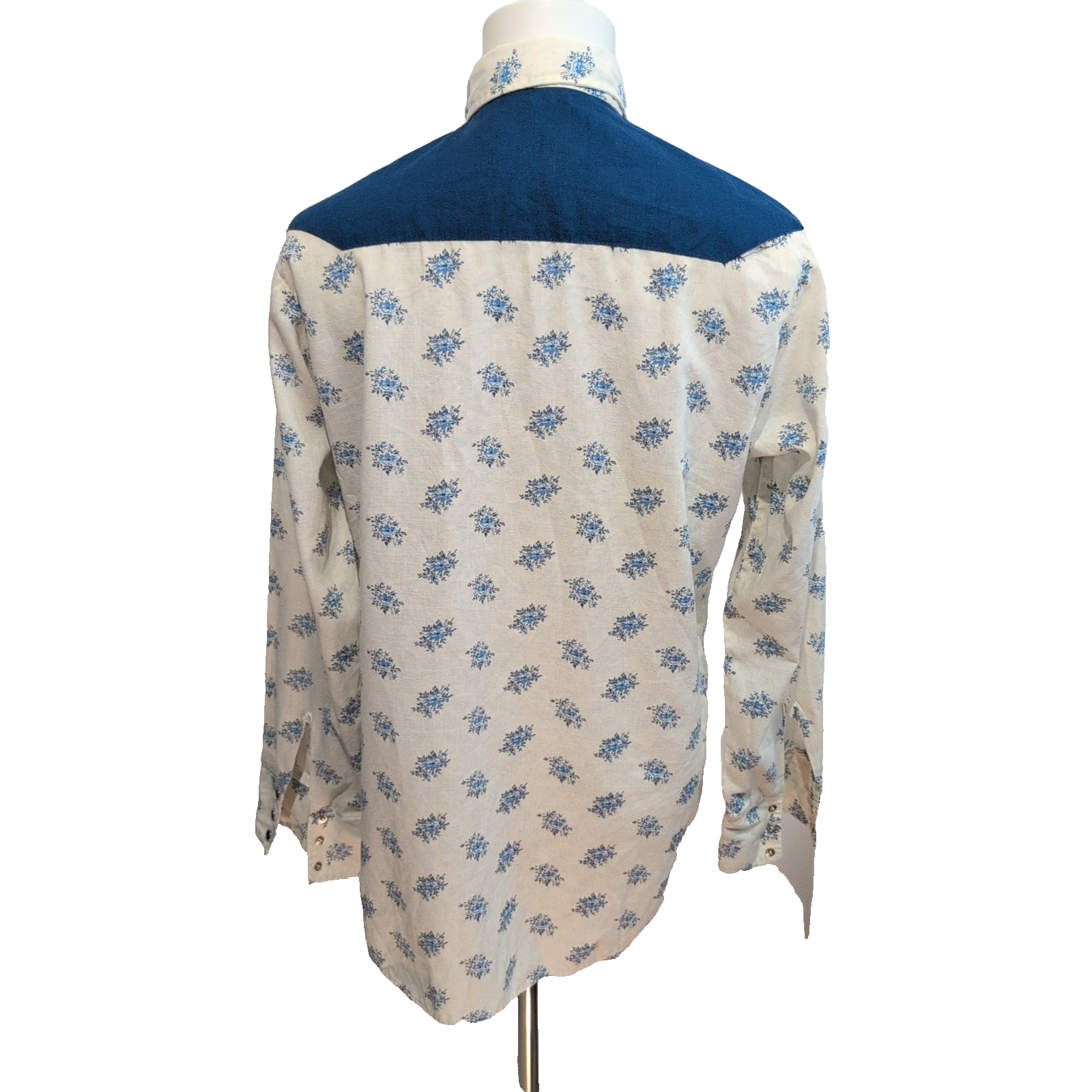 Chemise SEARS Western Vintage Taille L/XL Fleurie Grand Col Pointe