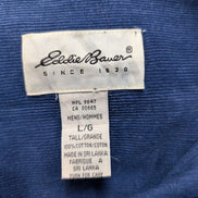 Chemise EDDIE BAUER T.L TALL Velours Côtelé Bleu Vtg Poches Boutons Cachés