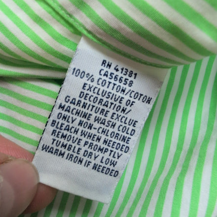 Chemise Ralph Lauren L Rayures Vertes Logo Violet 100% Coton manches longues
