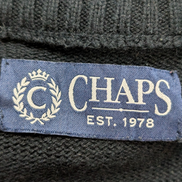 Pull Chaps Noir Pur Coton Col Boutonné & Coudières Vintage - Taille L