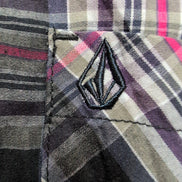 Chemise Volcom S carreaux bleu rouge poche logo manches longues coton