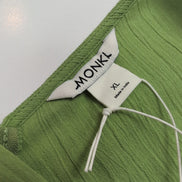 Robe MONKI T.XL Babydoll Verte Coton Manches Bouffantes Neuve Étiquette