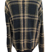 Pull Fait Main Vtg Polo Sport Ralph Lauren Col V Carreaux Bleu/Vert Lin Coton L