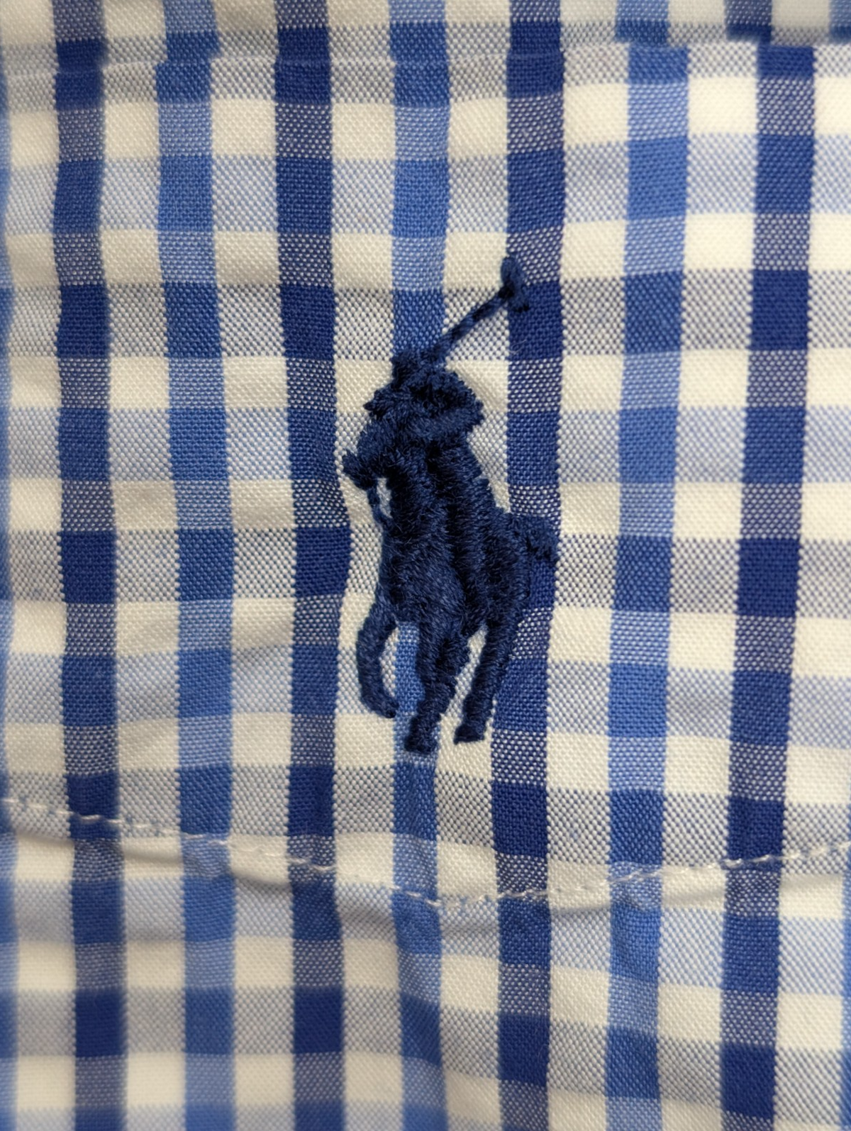 Chemise Polo Ralph Lauren Shirt M Seersucker Carreaux Manches Courtes Button Dow