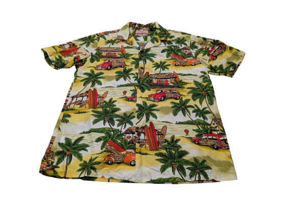 Chemise hawaïenne RJC Made in Hawaii USA surfboard manches courtes taille M #647