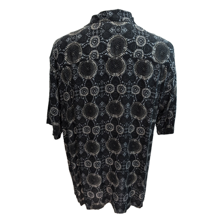 Chemise hawaïenne Ocean Pacific XL noire géométrique 100% rayonne