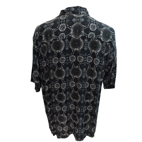 Chemise hawaïenne Ocean Pacific XL noire géométrique 100% rayonne