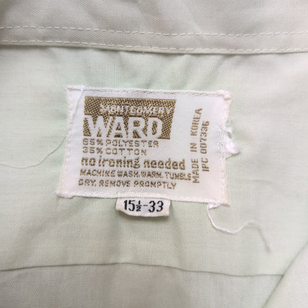 Chemise Montgomery Ward M/L Vert Pastel Col Pointe Made in Korea Vintage