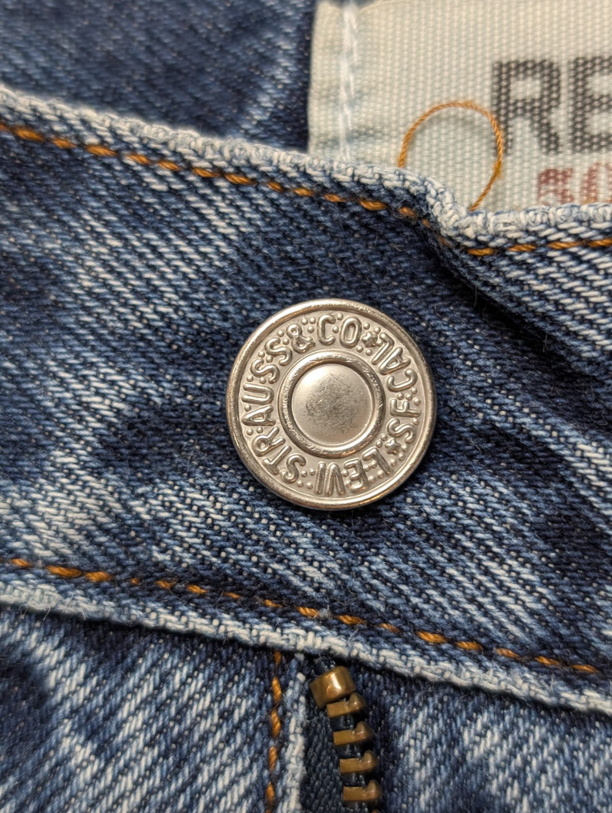 Jean Levi's 505 Regular Fit Vintage Homme W34 L36 Bleu Denim Droit Long