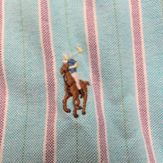 Chemise Ralph Lauren à rayures turquoise logo marron classic fit taille L / XL
