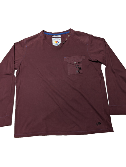 T-Shirt Manches Longues Bordeaux CBK - Taille XL - Poche à Rabat - Neuf sans Éti