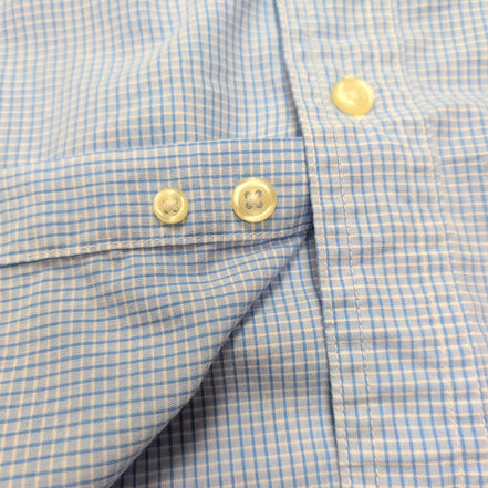 Chemise Chaps bleu ciel à petits carreaux avec poche et logo manches courtes XL