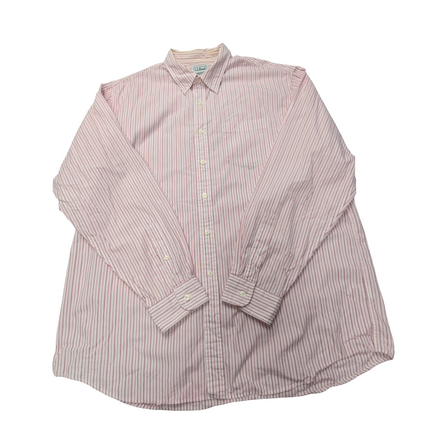 Chemise L.L. Bean blanche à rayures rouges taille L #137e