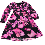 Robe COMMA 34 Cache-Cœur Noir Rose Motif Abstrait Neuve Étiquette