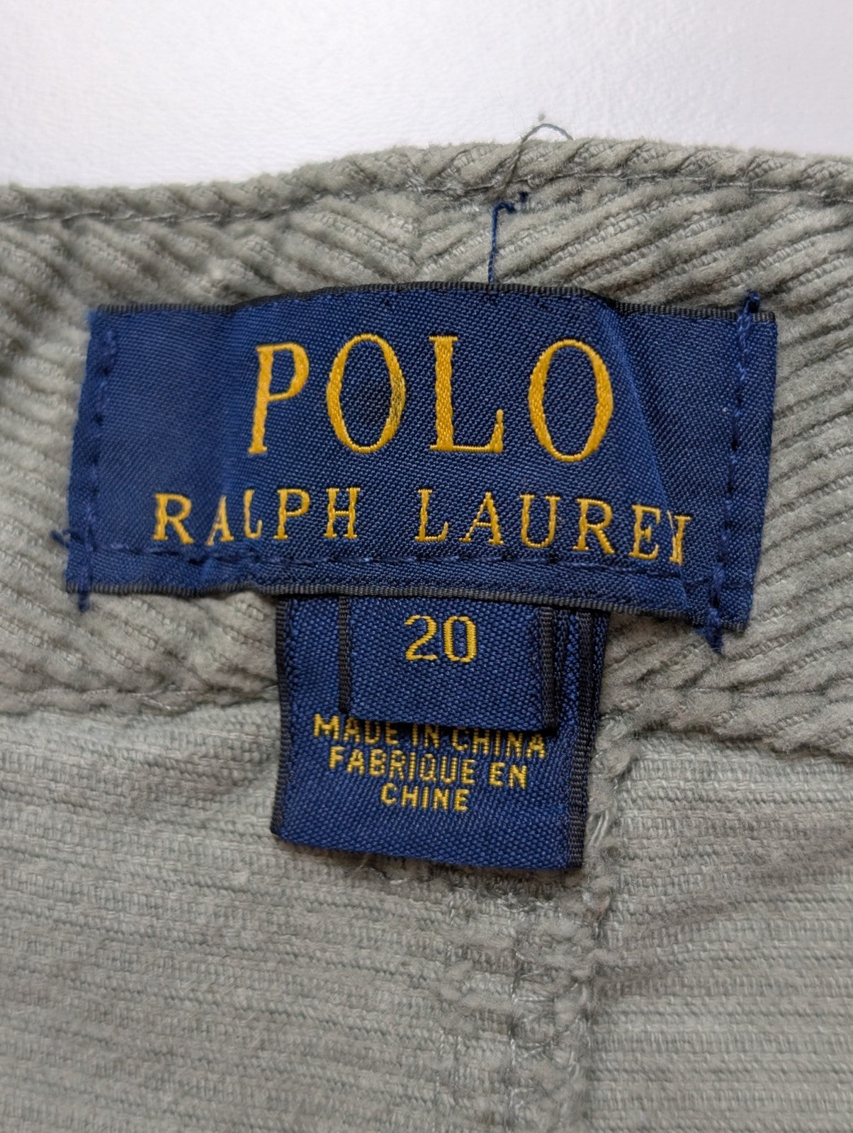 Pantalon Velours Côtelé Polo Ralph Lauren W28 L28 Gris Homme Vintage Jean