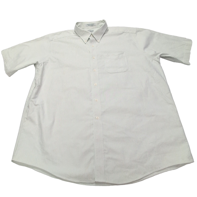 Chemise L.L. Bean à rayures vertes manches courtes taille XXL #85e