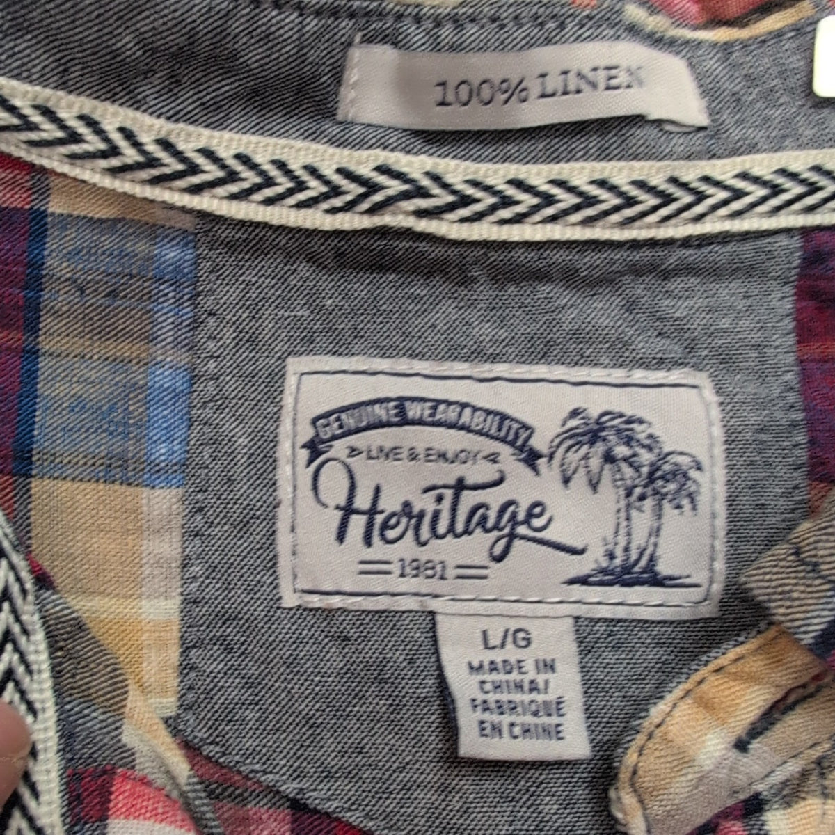 Chemise Heritage L Rouge Carreaux 100% Lin Homme Manches Courtes