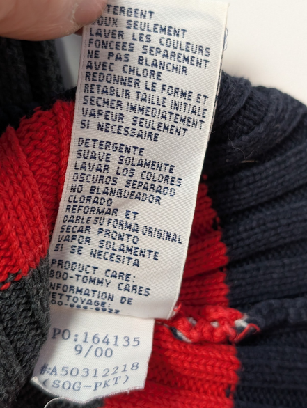 Pull TOMMY HILFIGER Femme Col Montant Maille Côtelée Multicouleurs Taille M