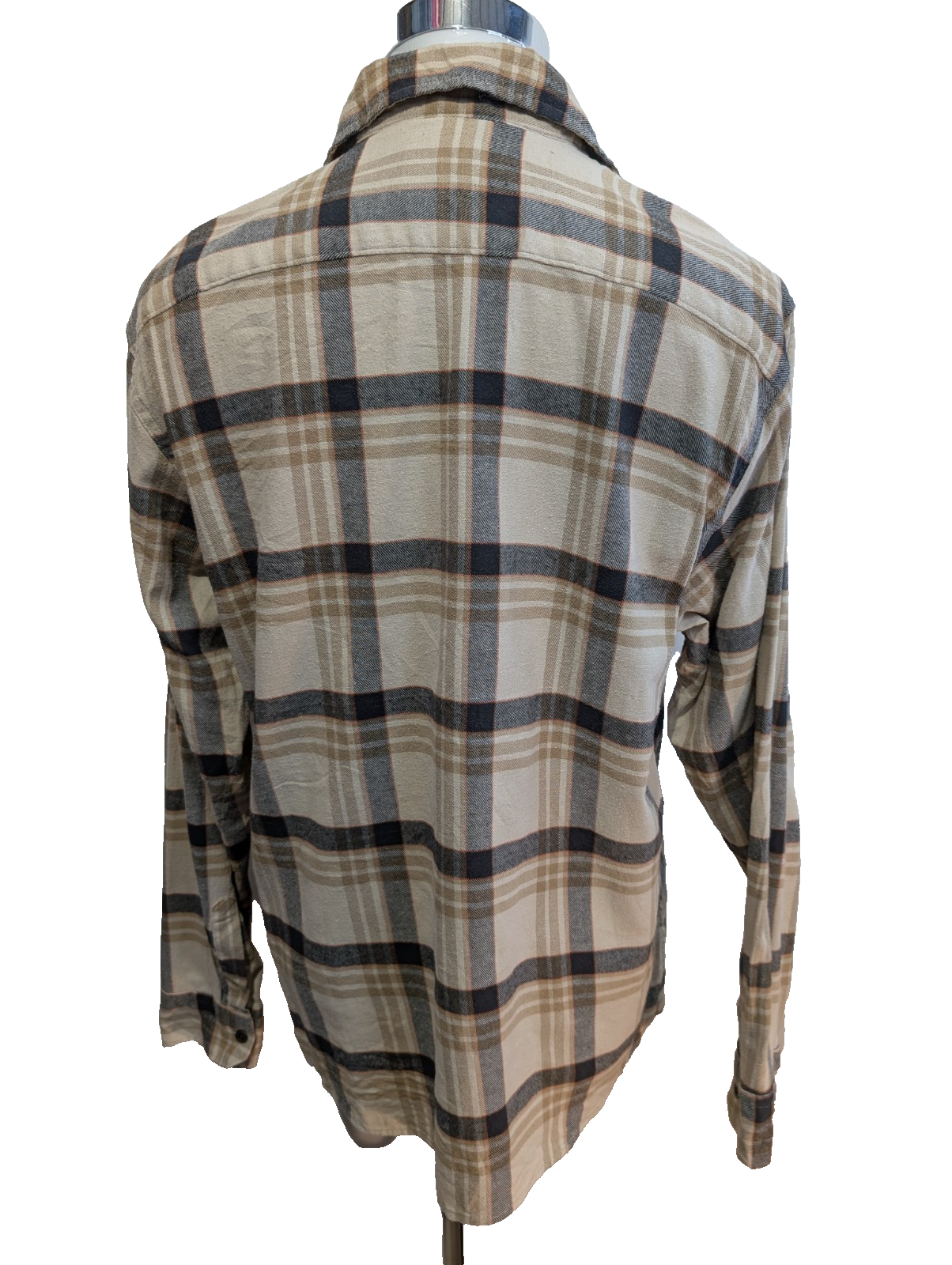 Wrangler L Chemise Western Flanelle Crème Beige Carreaux Boutons Métal