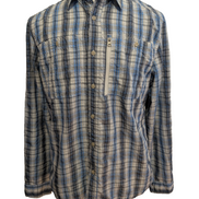 CHEMISE NYLON TECHNIQUE L.L. BEAN M (M) CARREAUX BLEU BLANC TREK
