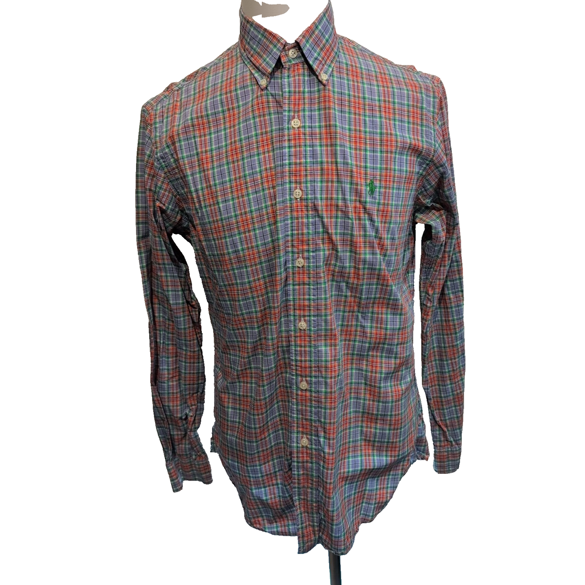 Chemise Ralph Lauren M Custom Fit Lilas Orange Vert Carreaux Shirt Button Down