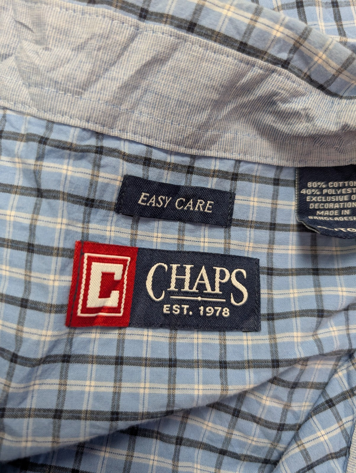 Chemise CHAPS manches courtes bleu à carreaux taille XL #233msch