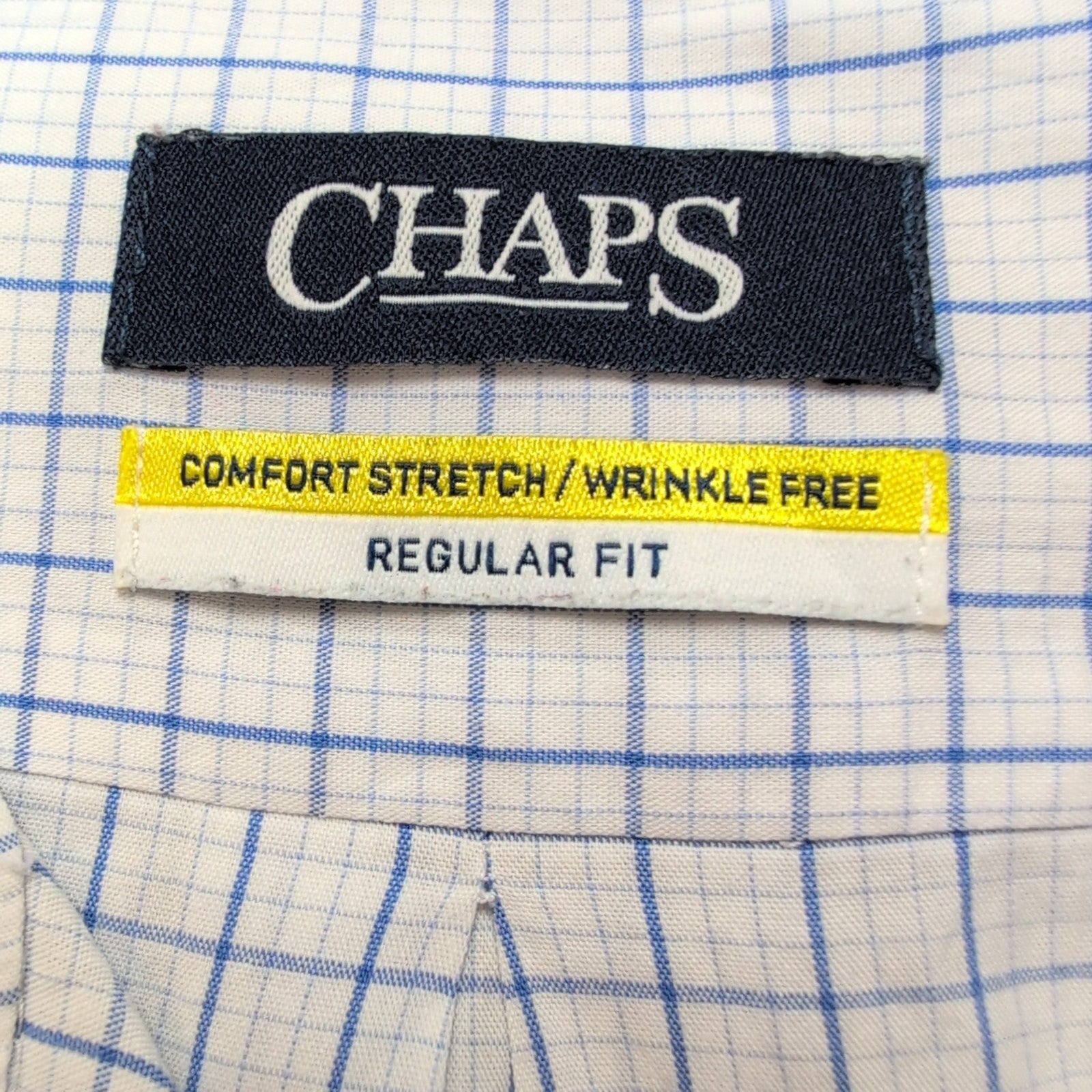 Chemise Chaps Regular Fit Stretch Bleu Carreaux Manches Longues 2XL