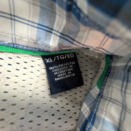 Chemise CHAPS à carreaux bleus manches courtes taille XL #146e
