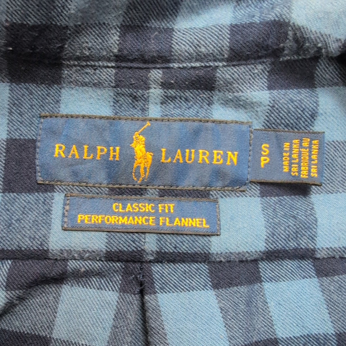 Chemise Ralph Lauren S Flanelle Bleue Carreaux Logo Bleu Manches Longues